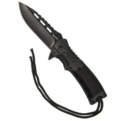 Black one hand knife paracord fire starter